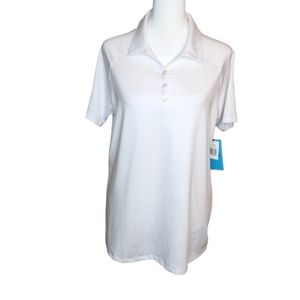 NEW Court Haley White Moisture Wicking UPF 30 Polo Shirt L